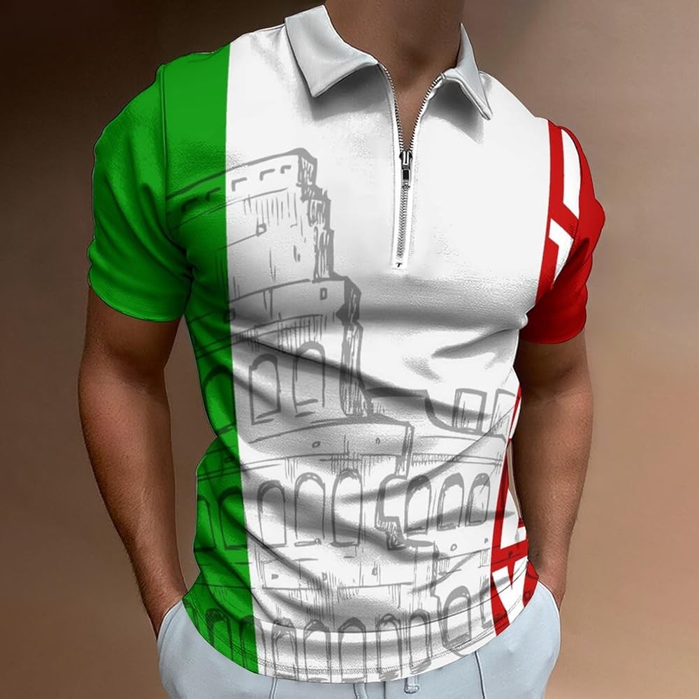 Amazon.com : Roman Colosseum Italian Flag Men's Zipper Polo Shirts